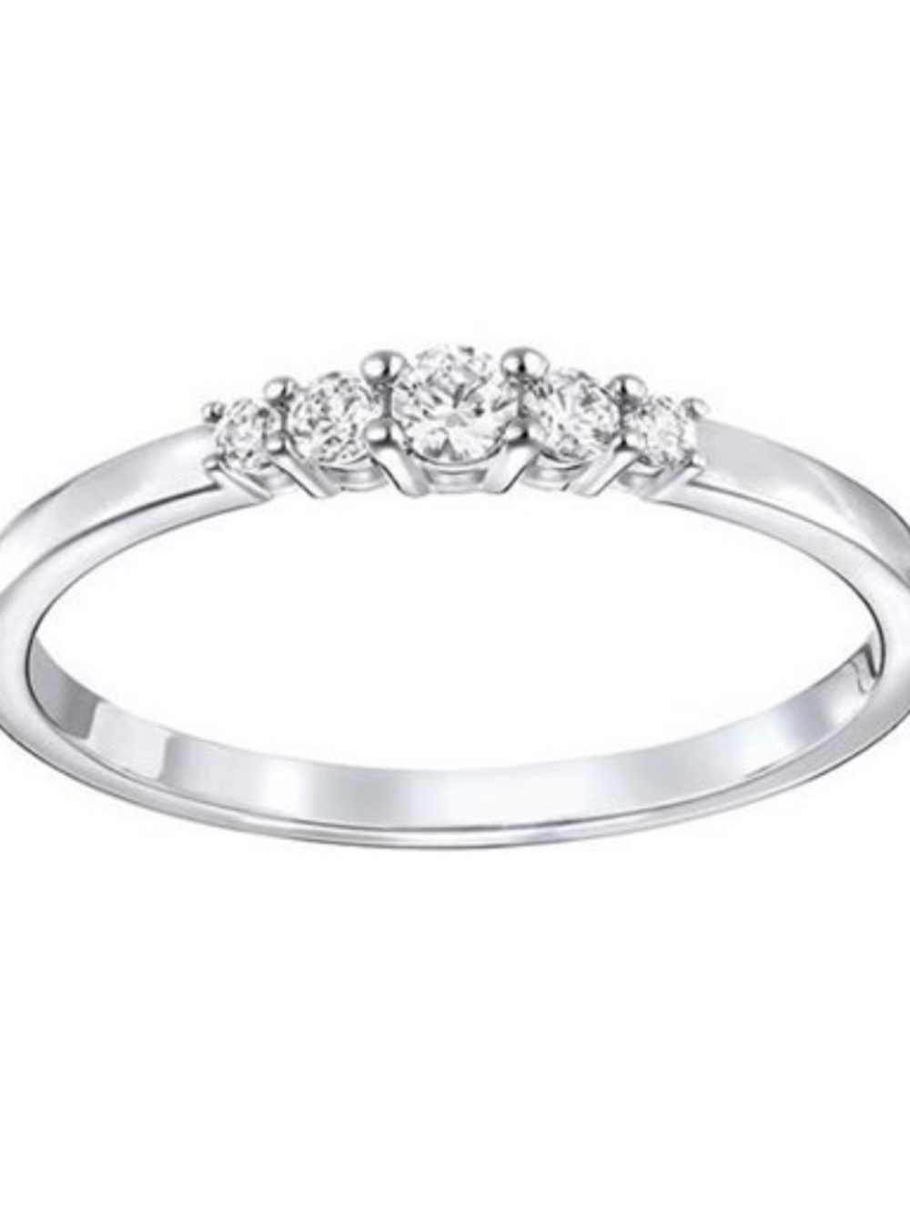 Swarovski Silver Toned Frisson Ring, White, Rhodium Plating Size 58 Size 8